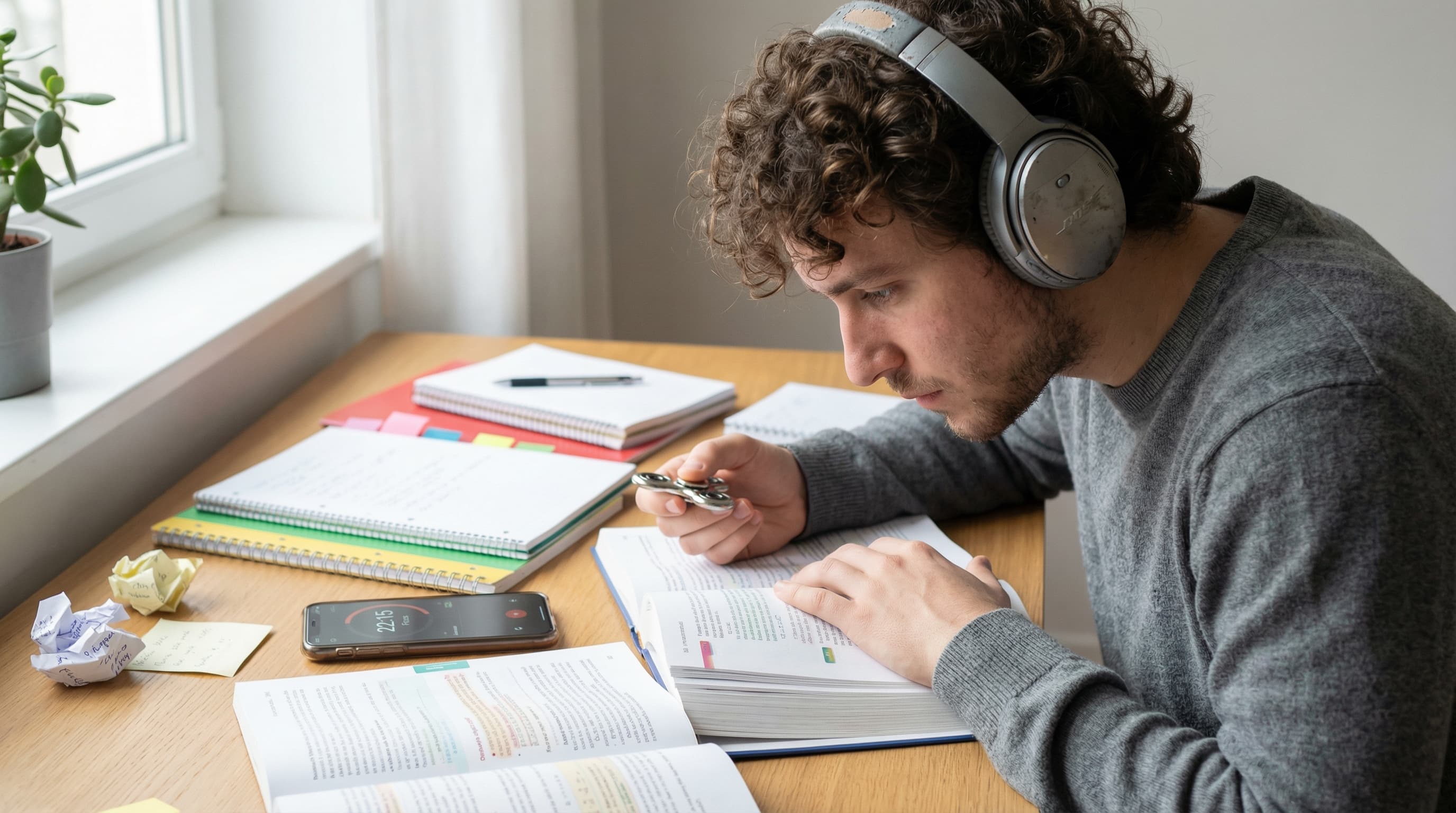 Focused work session with productivity timer Person working at desk with focused expression and laptop showing timer interface